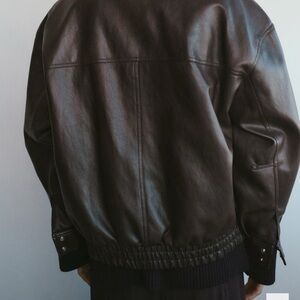 Mango faux leather brown jacket